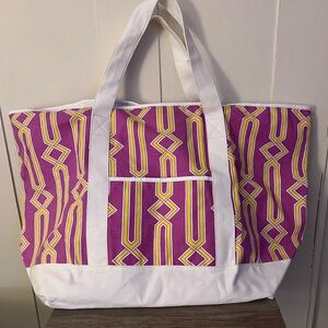 RARE JB Julie Brown Purple and Yellow Geometric Tote Bag